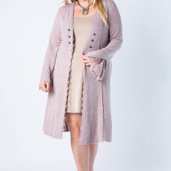 VOCAL BROWN cardigan duster western studded military MAGNOLIA BOHEMIAN WRAP S-3X - Picture 14 of 16